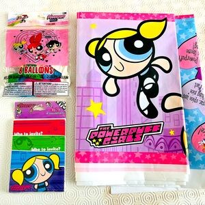The Powerpuff Girls Cartoon party kits set tablecloth balloons invitation cards